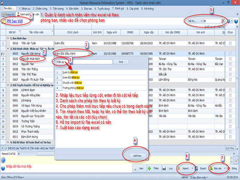 Phần mềm quản lý nhân sự SV HRIS